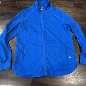 Beyond Scrubs Women's Blue Scrub Jacket Pockets Full Zip Small Uniform Nursing